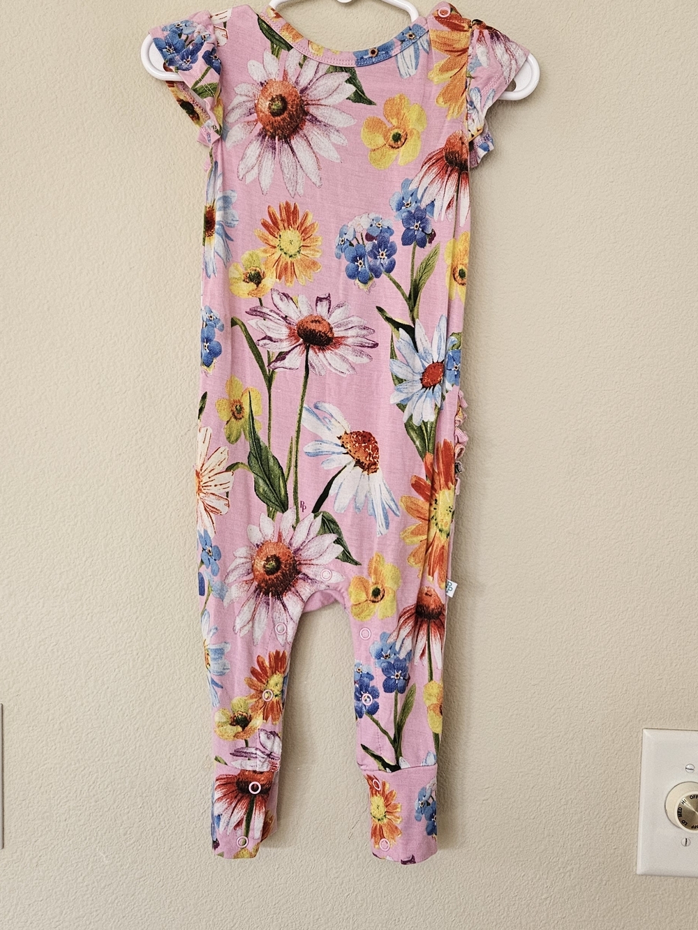 Posh Peanut Pink Floral Infant Romper with Multicolor Blooms